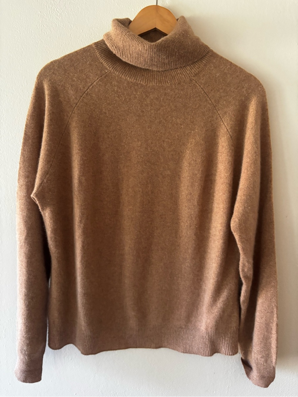 100% Cashmere Sweater Turtleneck Camel Brown Valerie Steven’s Large Old Money